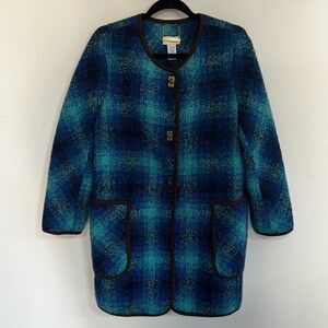 Soft Surroundings Boucle Plaid Wool Blend Jacket
